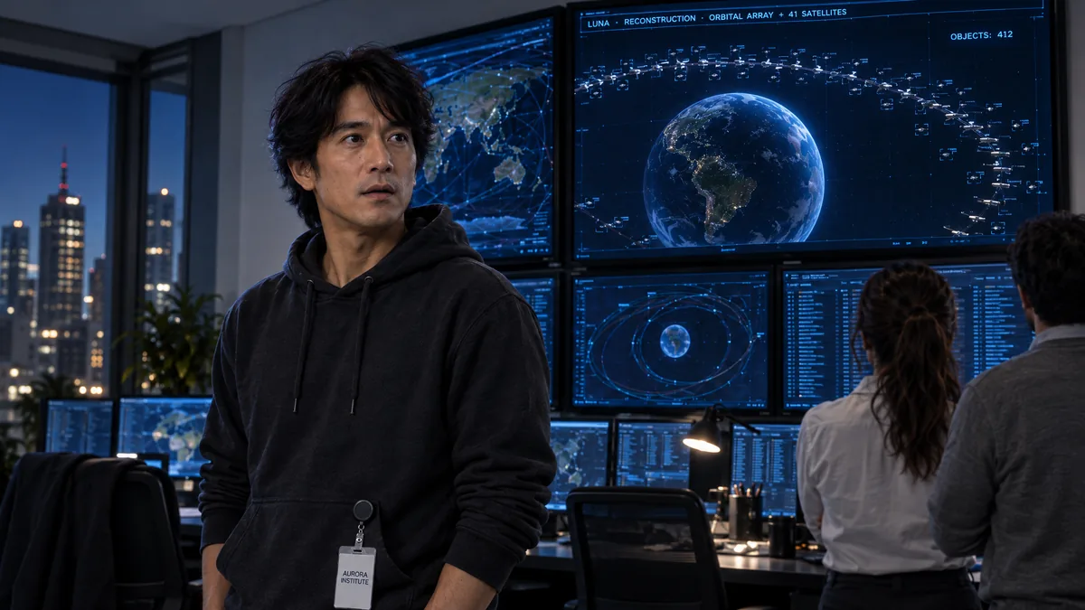Kenji Watanabe in the orbital systems room.